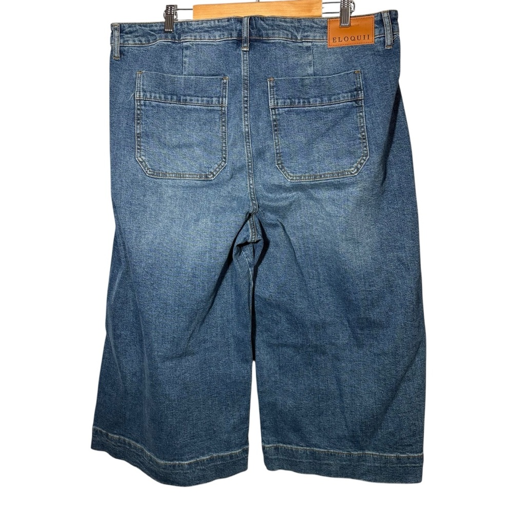 ELOQUII | Women's Blue Cropped Wide Leg Denim Jeans size 18 Stretch Cotton NEW - Picture 10 of 16